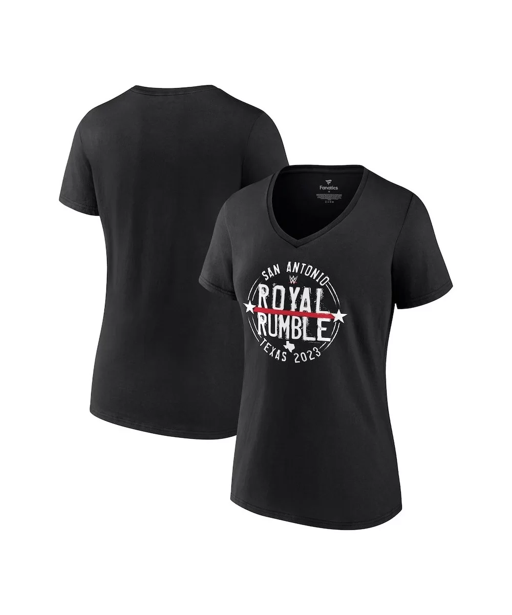 Women's Fanatics Branded Black Royal Rumble 2023 Texas Logo V-Neck T-Shirt $11.04 T-Shirts