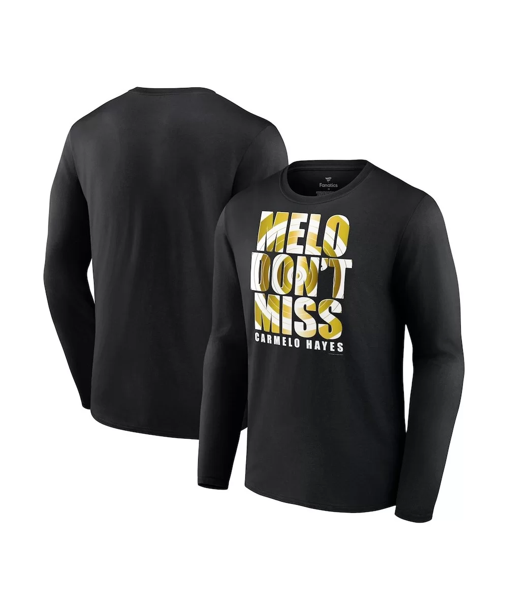 Men's Fanatics Branded Black Carmelo Hayes Melo Don't Miss Long Sleeve T-Shirt $14.00 T-Shirts